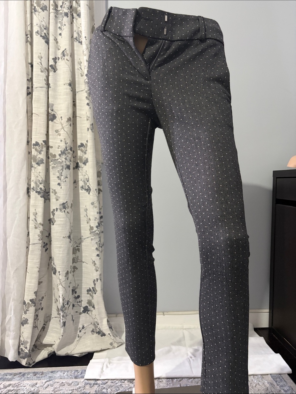 Gray Polka Dot Slim Women's Pants
